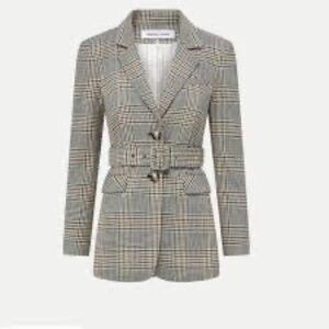Veronica Beard Ryanne Belted Plaid Dickey Jacket